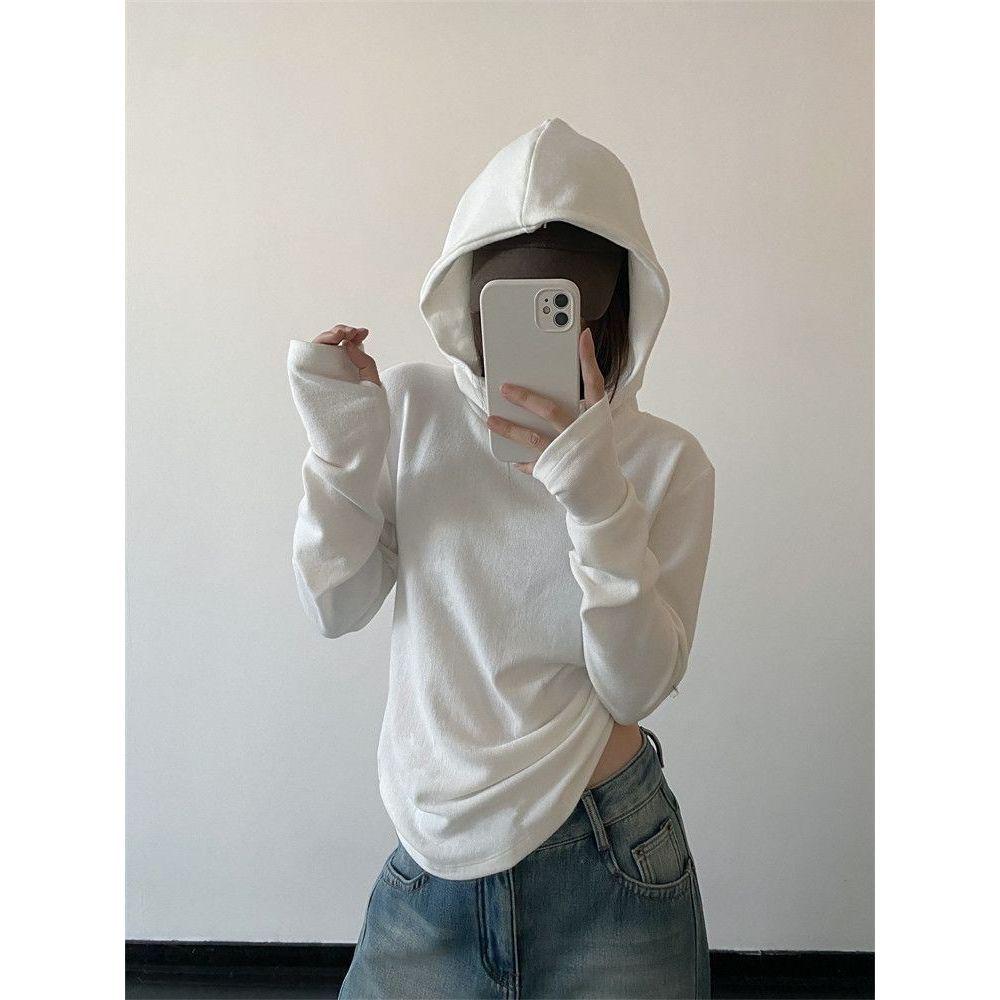Women's Fleece Hooded Sweatshirt for Autumn/Winter - Slim Fit Long Sleeve Outerwear, Ideal for Outdoor Sports and Casual Wear