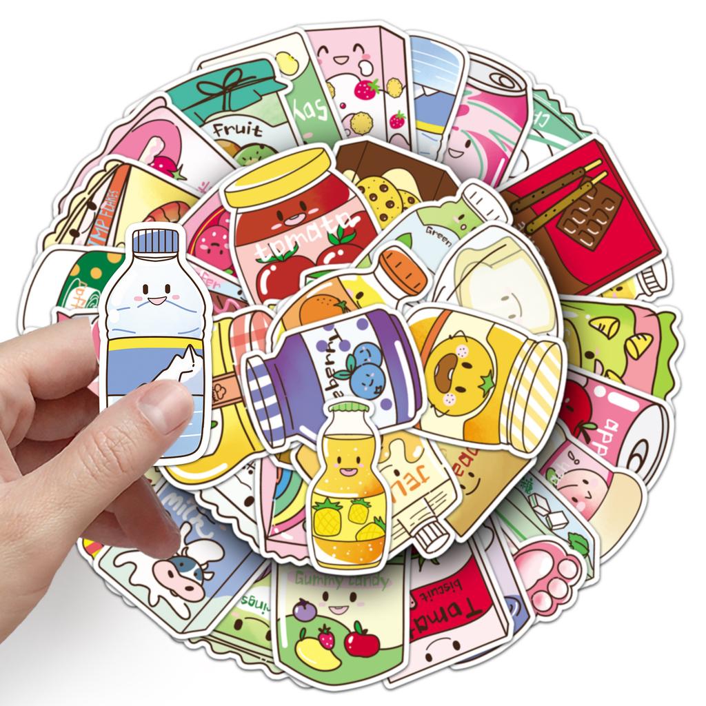 50 Lebensmittel-Graffiti-Sticker Cartoon Niedlich Handgemalte Snacks Guka Dekorative Wasserbecher Handyhülle Sticker