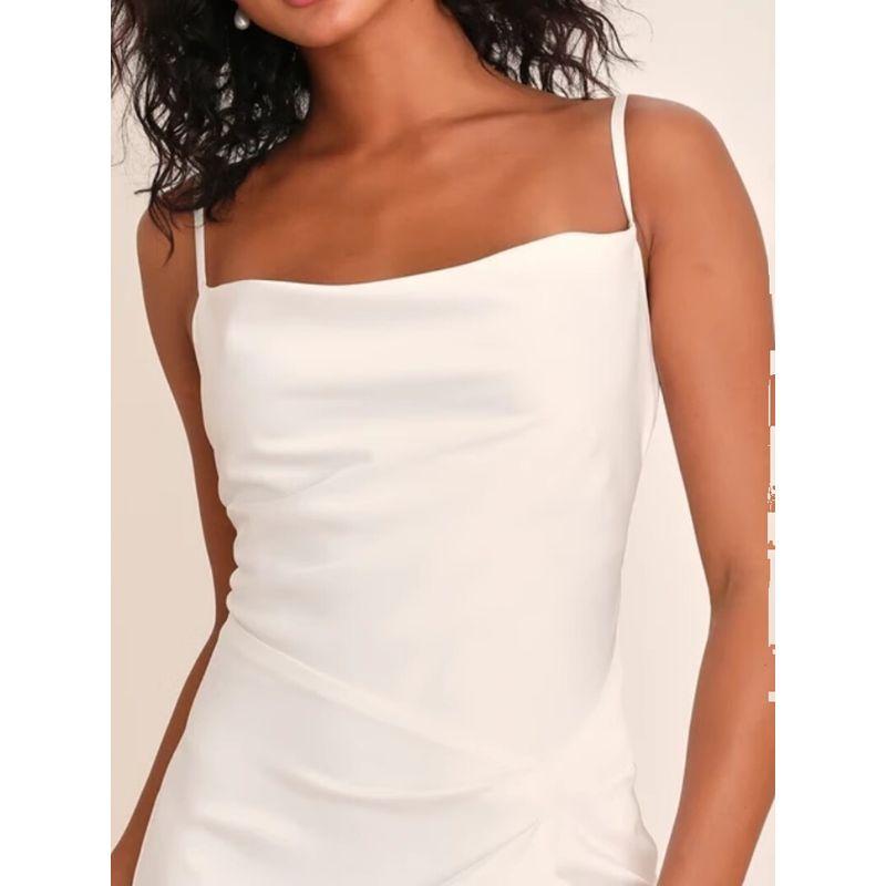 Export Single Lu Home Swing Collar Sling Smooth Fabric Fold Split Film Trip Shoot Bridal Light Wedding Dress Dress Women