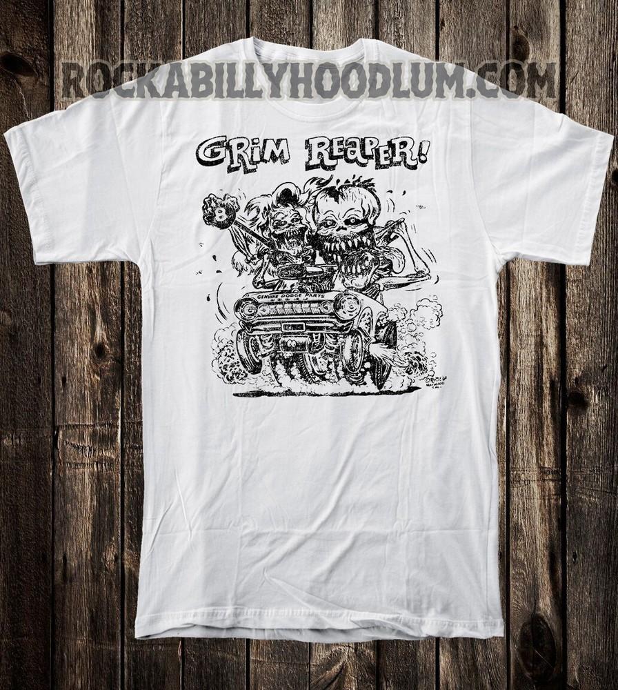 Retro Hot Rod Tee T Shirt Art Ed Big Daddy Roth Monster Muscle Car Grim Reaper
