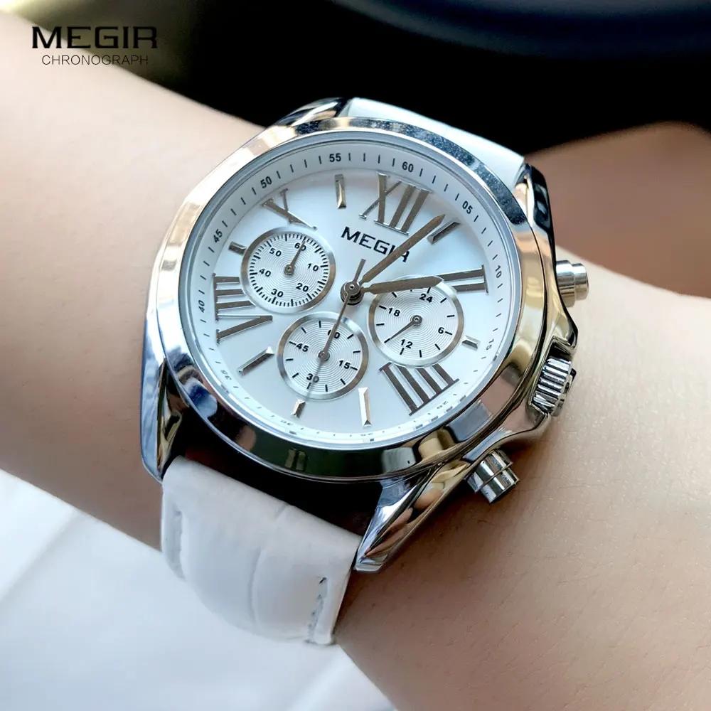 Megir 2114 Luxury Red Color Leather Band Material Water Resistant Factory Watch Women's Female Quartz Wristwatch Women Relogio