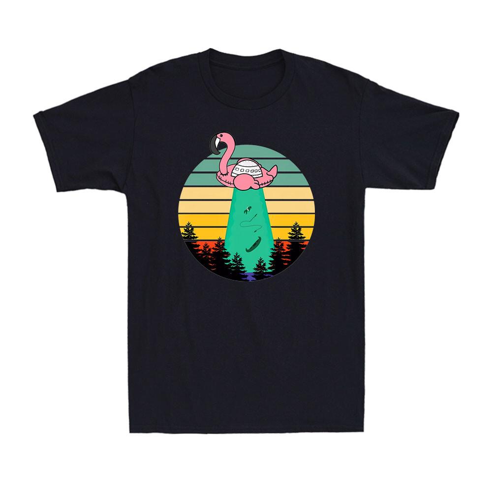 Alien Flamingo Abduction - Fun Flamingo UFO Flying Saucer Vintage Men s T-Shirt XXXL