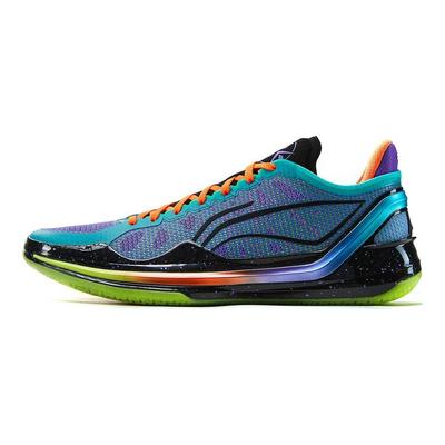 LiNing Blade 4 V2 Papagei Stoßdämpfung Rutschfest Leicht Rebound Low-Top Basketballschuhe Herren Basketballschuhe Lila Grün ABAU037-6