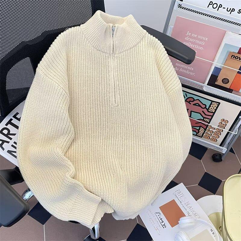 Men s High Neck Knit Sweater - Autumn/Winter Trendy Loose Fit L