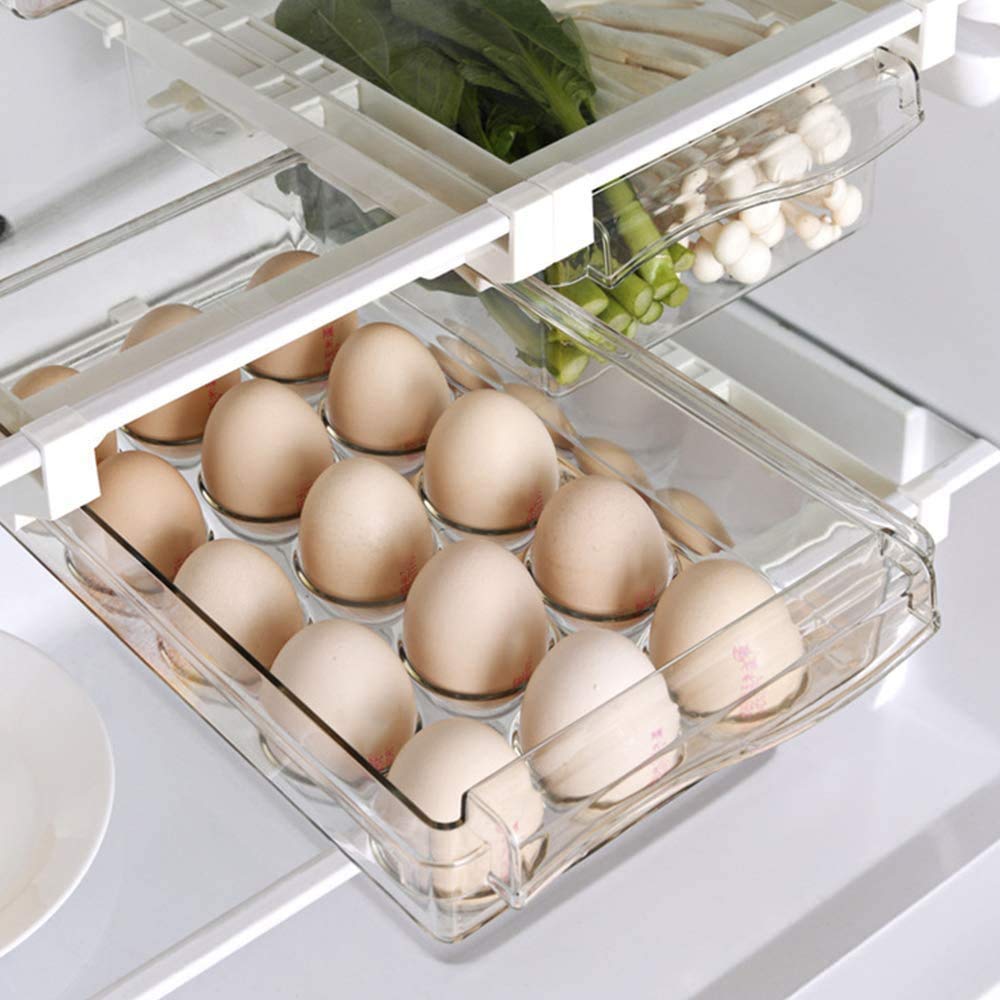Value Garden Refrigerator Tray, Hanging Storage Case, Egg Box, Holds 15 Eggs, Kitchen Storage, Pantry, Clear Case, Drawer, 30*20*9.5cm