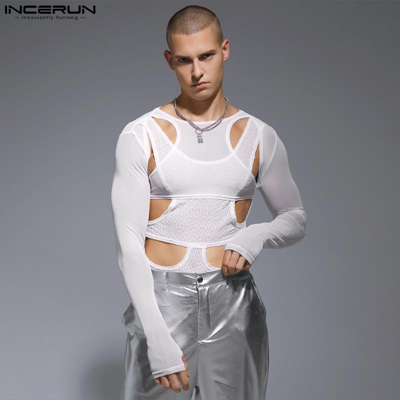 

INCERUN Мужской облегающий купальник с длинным рукавом, нижнее белье, комбинезоны