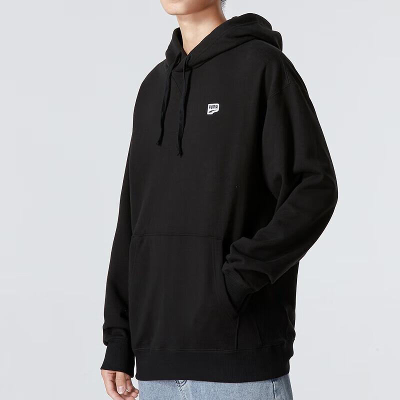 Puma Solid Color Drawstring Pullover Hoodie Men Hoodie Black 537750-01