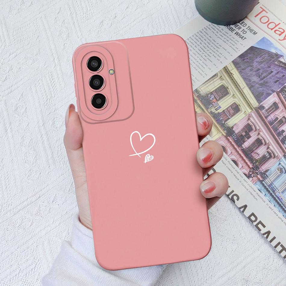 For Samsung Galaxy M13 M14 Phone Case Love Heart Upgrade Camera Protection Liquid Silicone Back Cover For Samsung M 13 14 Capa