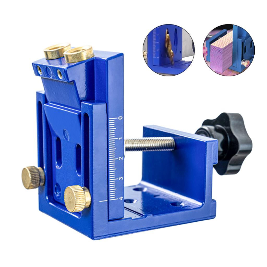 Adjustable Pocket Hole Jig Kit, Portable Screw Jig Set, Woodworking Doweling Tool for Cabinet Door Panel, 15 Degree