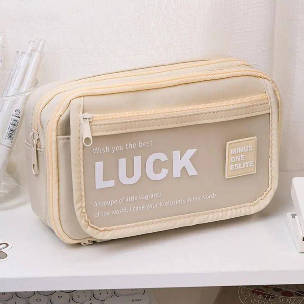 Large Capacity Translucent Pen Bag Matte Texture Stationery Box Translucent Pencil Case  Students