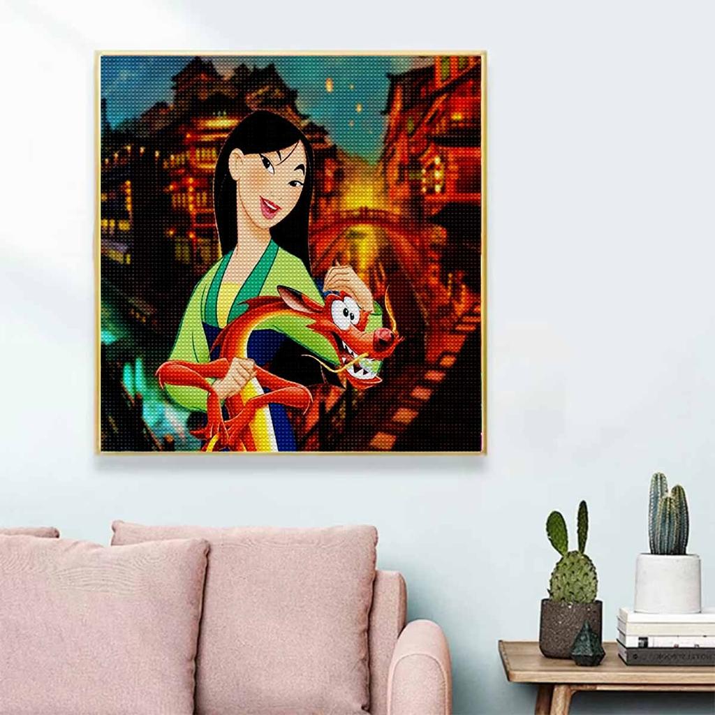 DIY Diamond Painting Round Diamond Mulan and The Fox Full Diamond Mosaic Home Decoration Painting Cross Stitch Kit