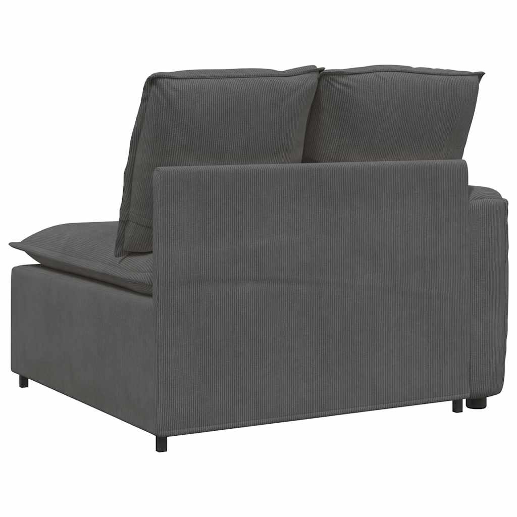 Modular Sofa End Module with Armrest Dark Gray Cushions 100 Cm
