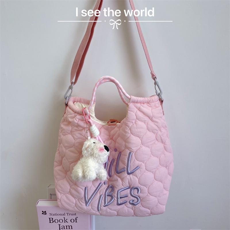 Korean Style Cute Women's Versatile Down Jacket Shoulder Bag - Large Capacity Handbag for Autumn/Winter