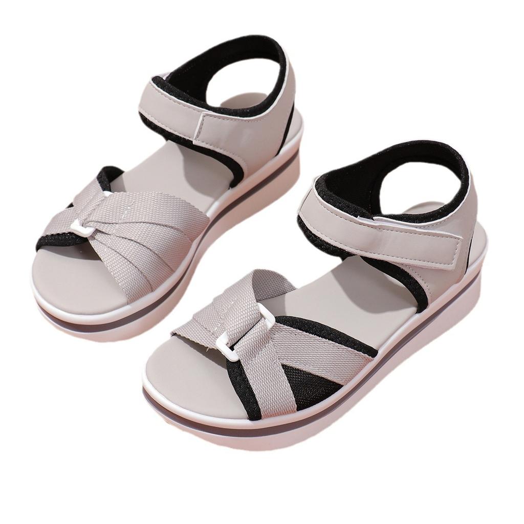 Sandálias esportivas femininas da moda, cor sólida, bico aberto, casual, confortável, respirável, calçados para atividades ao ar livre