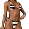 Damski Kostium Kąpielowy Seksowny Czarno-Biały Wzór Młotek Szyja Bok Fala Dwuczęściowy Kostium Kąpielowy Zestaw Bikini Odzież Plażowa Stroje Kąpielowe
