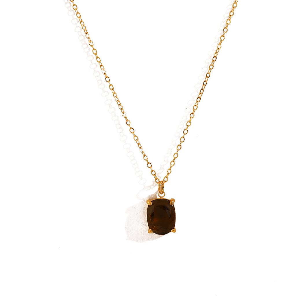 Colorful Zircon Round Pendant Necklace For Women Fade Resistant Versatile Spring Summer Collarbone Chain