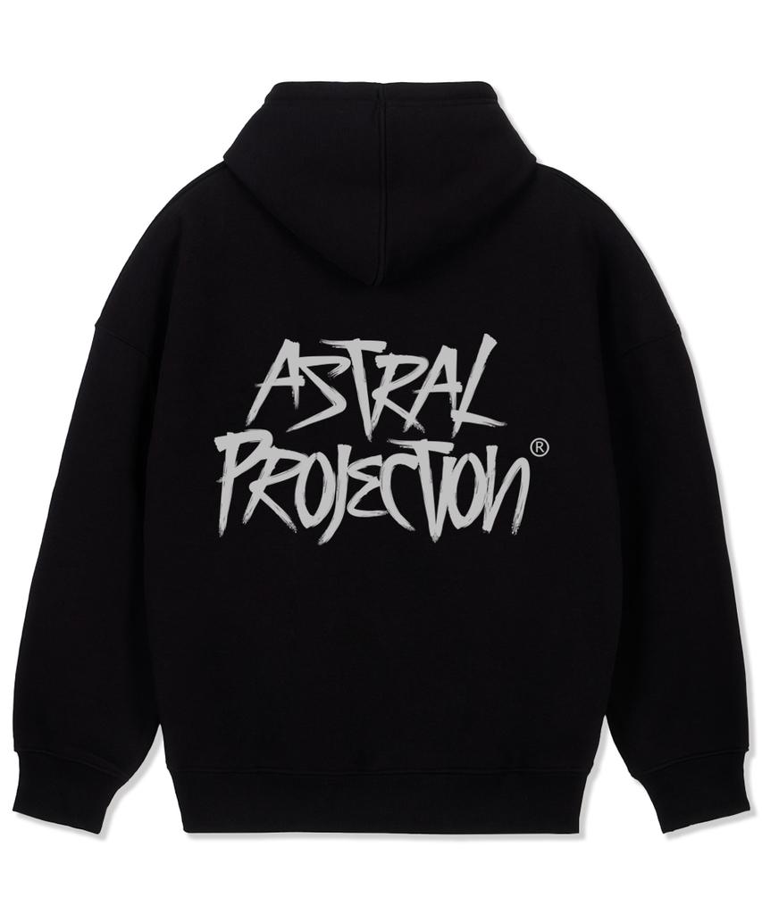 Graffiti Lettering Oversized Wide Shoulder Hoodie_Black 2