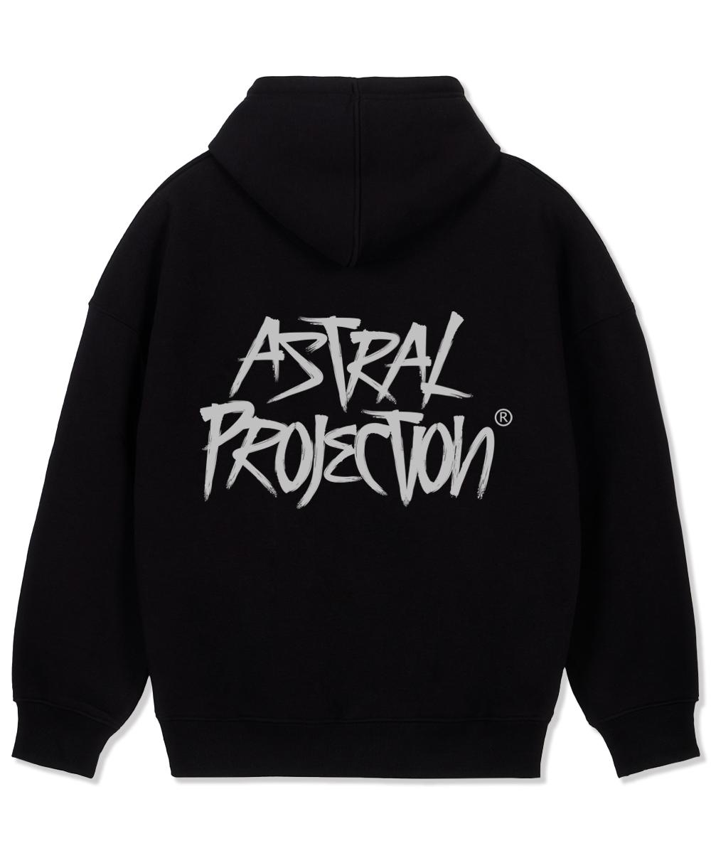 Astral Projection Graffiti Lettering Oversized Wide Shoulder Hoodie_Black 2 L
