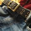 New Color 40mm Eyelet Double Pin PU Leather Belt Brown X Vintage Free Size [Dickies] (dark Gold)