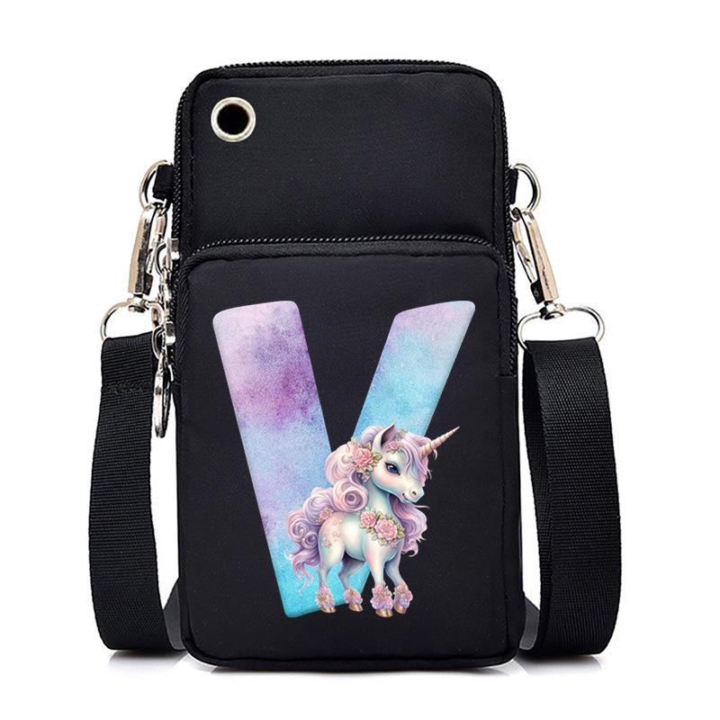 Sac de téléphone portable à imprimé lettre Licorne Léger à transporter Sac bandoulière multifonction