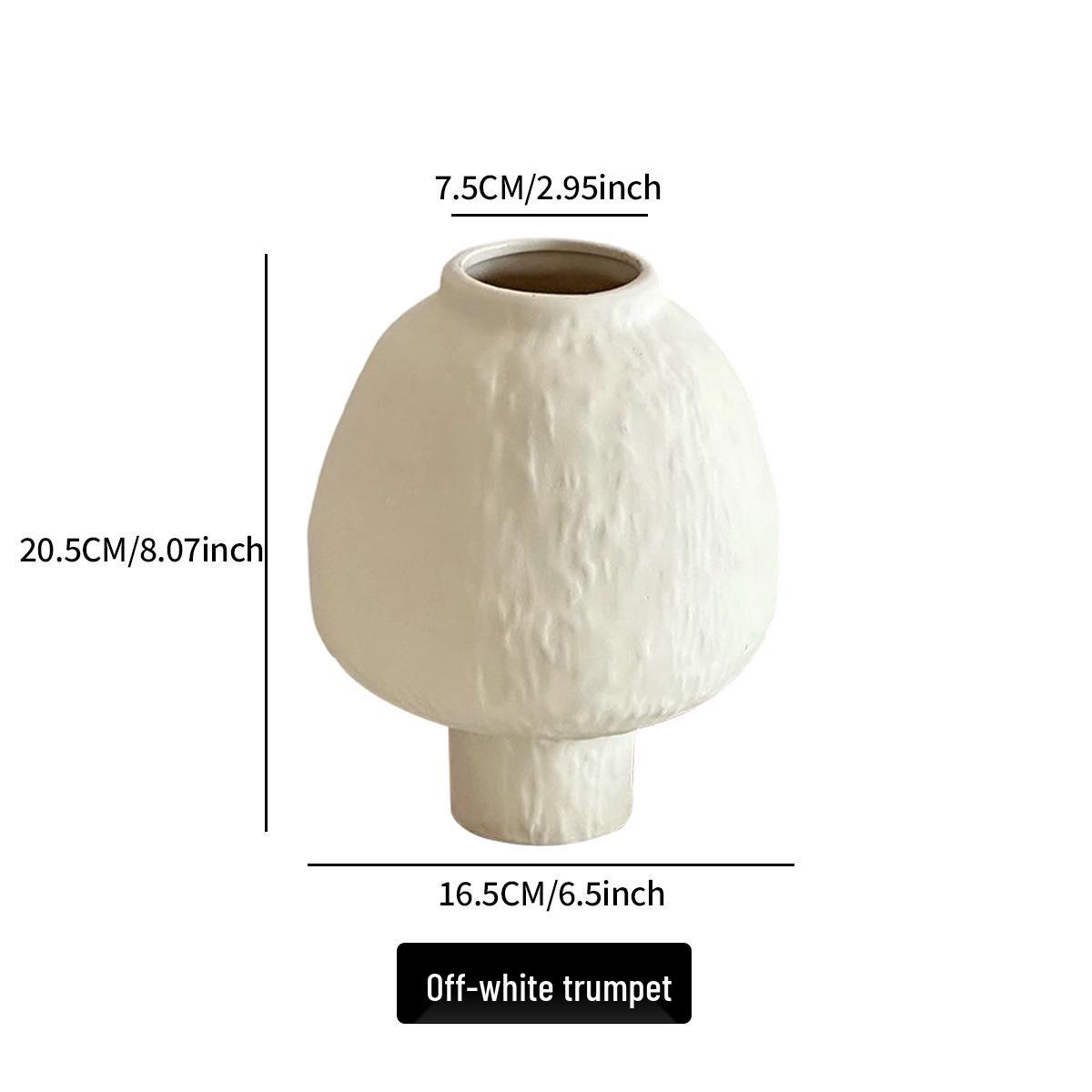 French Wabi-Sabi Style White Ceramic Vase - Retro Luxury Decorative Jar for Dining Table & Living Room