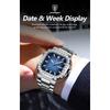 POEDAGAR Top Brand Luxury Watch for Men Waterproof Luminous Date Week Wristwatch Stainless Steel Square Quartz Watches