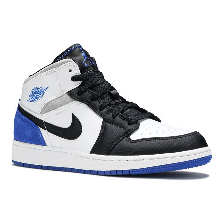 Jordan 1 Mid SE White Black Royal GS BQ6931-102