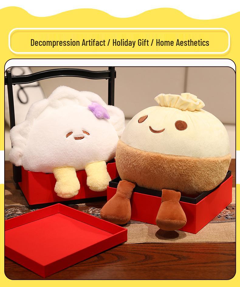 Cute Dumpling Plush Toy Cushion - Jiaozi Doll for Girls