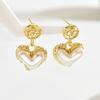 Wind Women's Earrings Geometric Love Niche Pearl Inlaid Design Light Luxury Stud Earrings Versatile High Sense