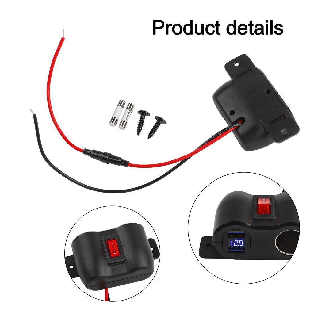 12V USB Socket 36W PD3.0 18W Multifunction Cigarette-Lighter Ports Socket for QC3.0 Dual USB Built-in Car Camper Adapter