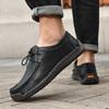 Fashion New Fashionable Leather Men's Casual Shoe  Solid-Color Comfortable Driving Shoe  Breathable And Anti-Slip Lace -Up Driving Shoes
