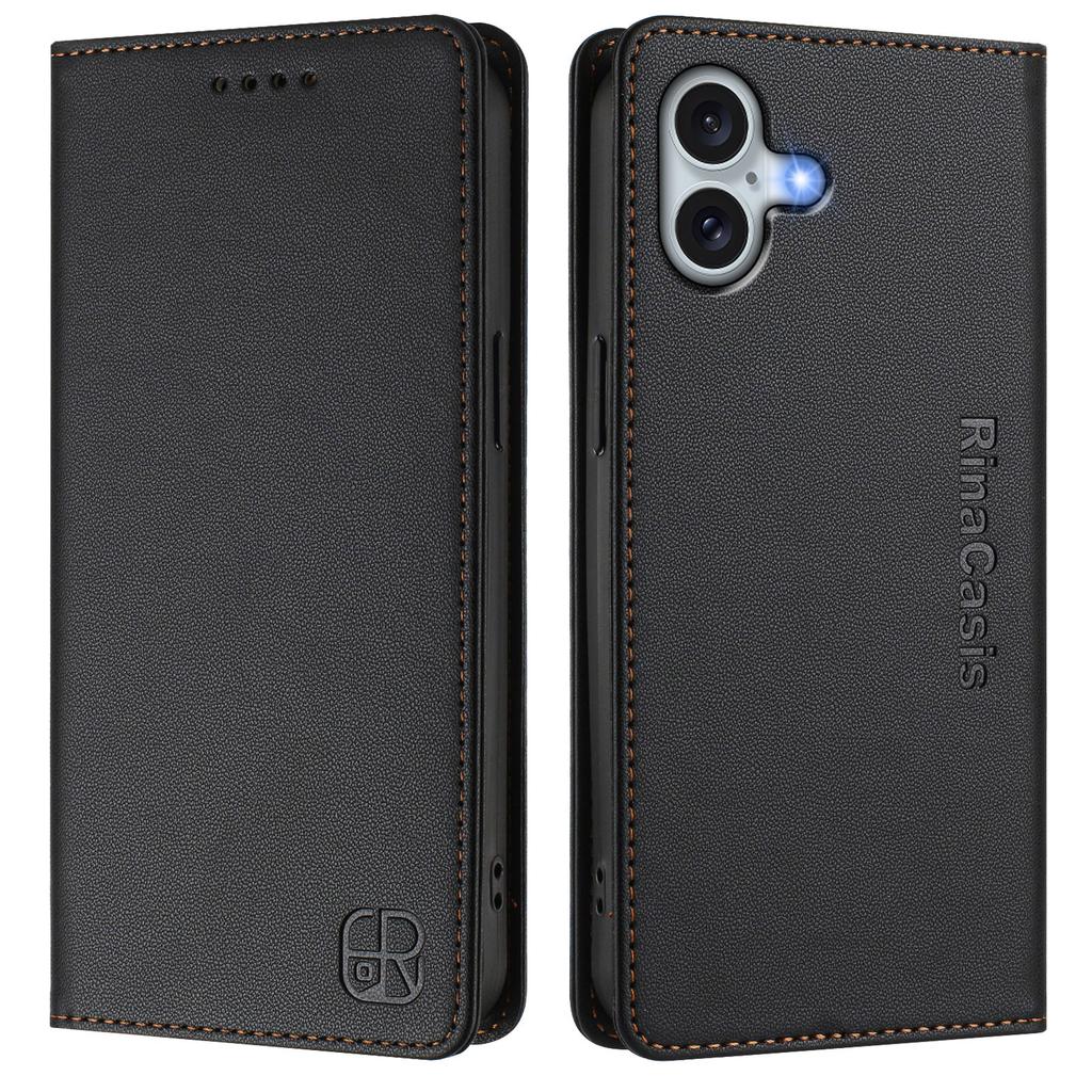 For iPhone 16 Plus Leather Case RINACASIS RC01 Phone Cover with RFID Blocking Wallet Stand