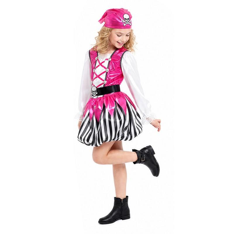 Set Costume di Halloween per Bambini Ragazze Ragazzi Capitano Pirata Jack Sparrow Vestito Festa Travestimento Cosplay