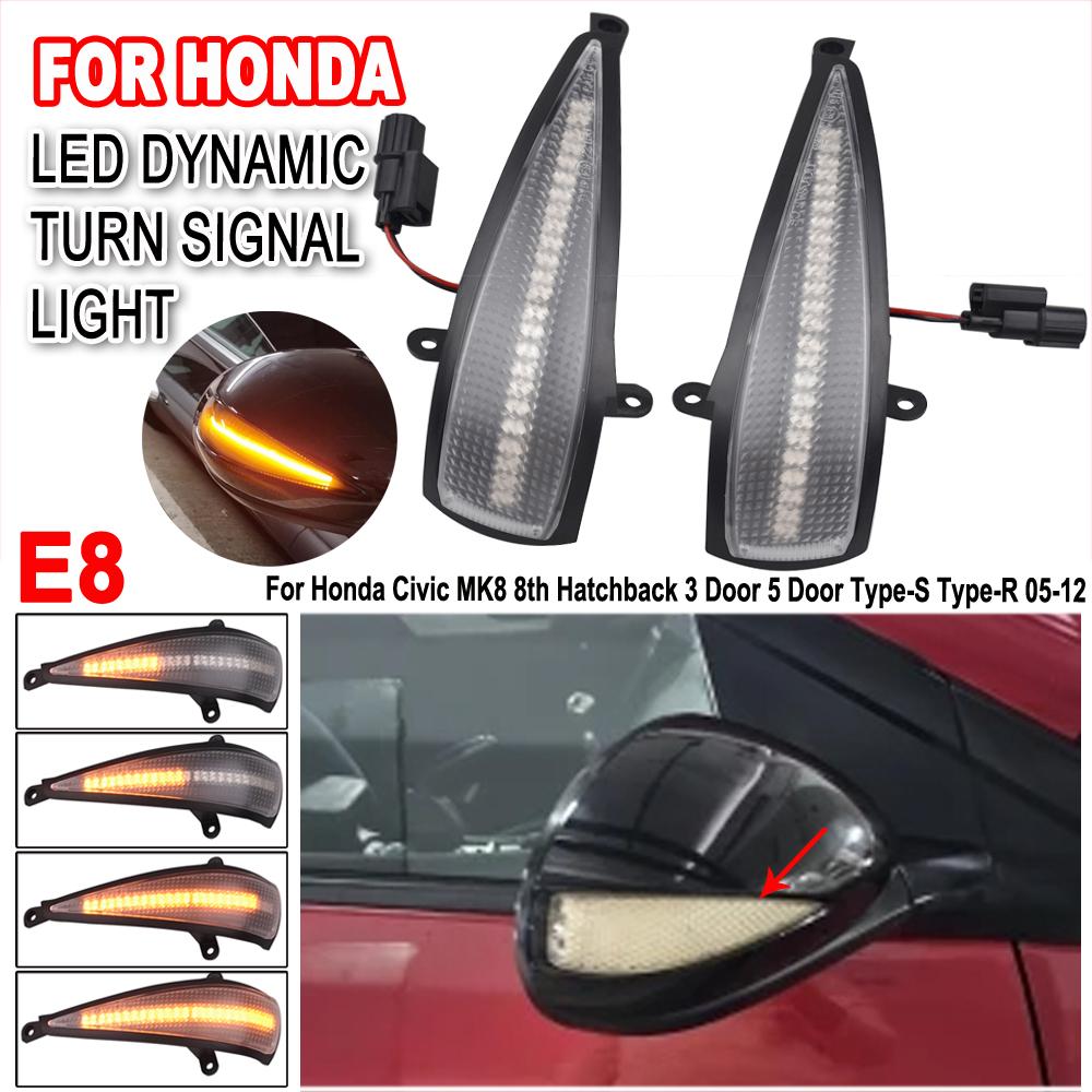 2X Dynamic Blinker LED Turn Signal Light Indicator Side Mirror Lamp for Honda Civic 8th MK8 Hatchback 3D 5D 2006 2012 FN2 FN FK