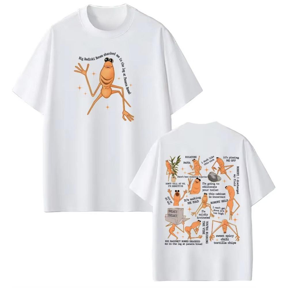 The Worm Files Robert Helps Marcus Funny Meme Tshirt Loose Fit Pure Cotton Harajuku Style Suitable for Couples Streetwear Top