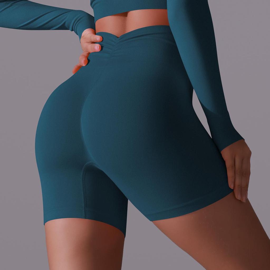 Dámské bezešvé sportovní šortky s vysokým pasem tělocvičné šortky Peach Hip Fitness šortky na jógu Legíny