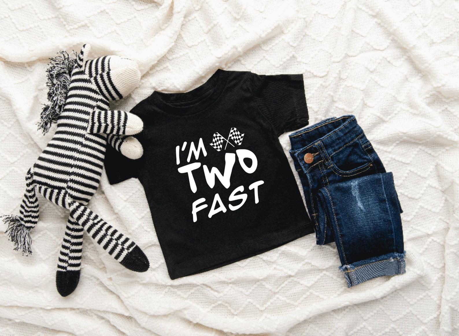 I m Two Fast Baby/Infant T-Shirt, Racing, Dirt Bikes, Supercross, Motocross, Birthday M