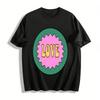 Vintage Stijl Liefdesbrief Print Casual T-shirt Unisex Losse Pasvorm Dagelijkse Kleding Korte Mouw Top Puur Katoenen T-shirt