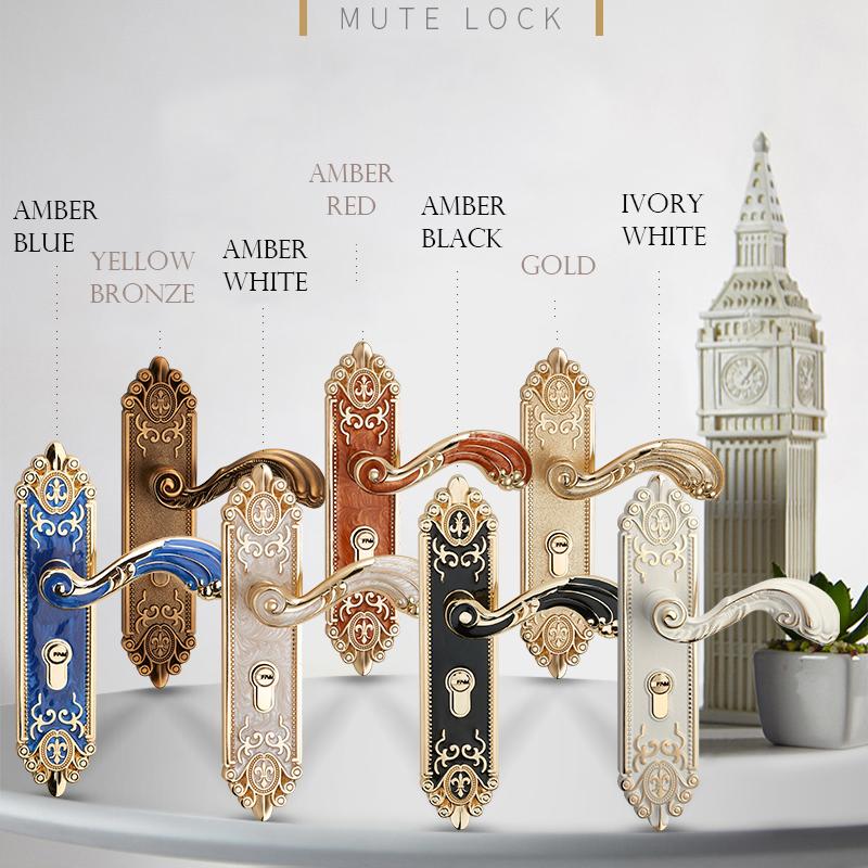European Style Mute Room Door Lock Handle Fashion Interior Door Knobs Lock Luxurious Anti-theft Gate Lock Furniture Hardware