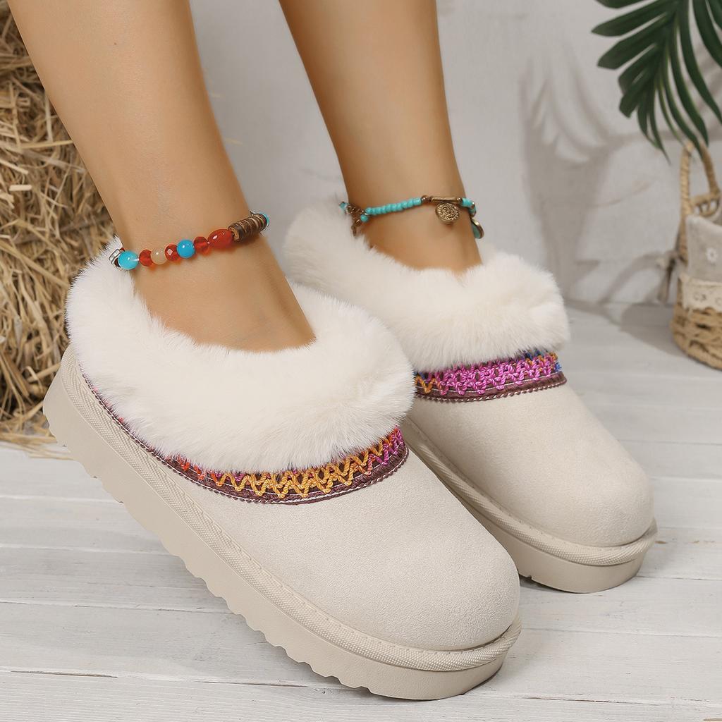 New Thick Soled Snow Boots for Winter, with Increased Height and Plush Insulation. Half Dragged Cotton Shoes with Thickened Plush Slippers