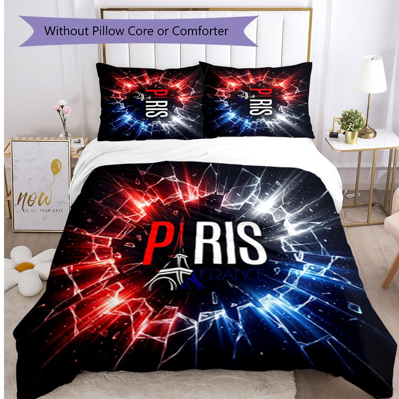 France Football Printed Bedding 3 Piece Set Cozy Breathable Bed Cover Set as Housewarming Holiday Gift