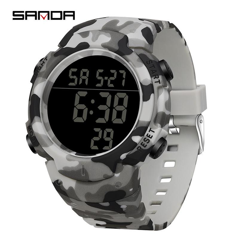 Sanda Men's Tactical Outdoor Camouflage Waterproof Sport Watch with Large Luminous Dial