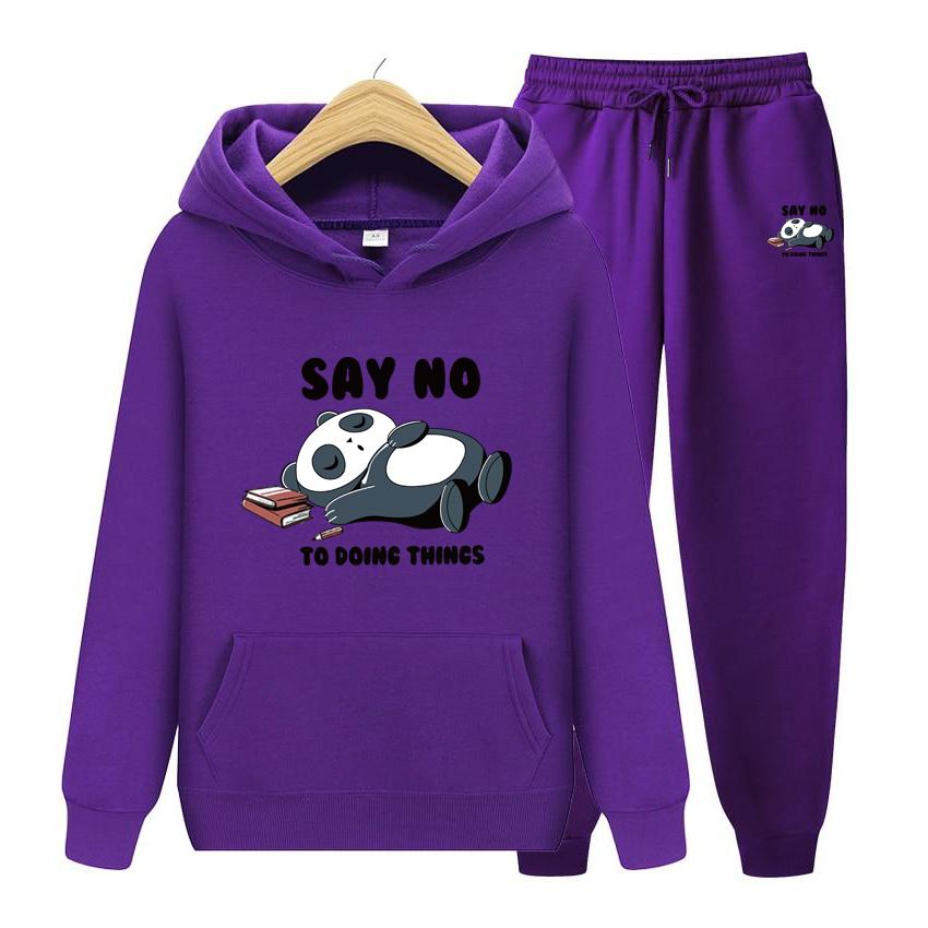 Hooded Sweatshirt Women's Hoodie Say No Men Suit Hoodie Two Pieces Set Autumn Men's Hoodie + Pants Sets