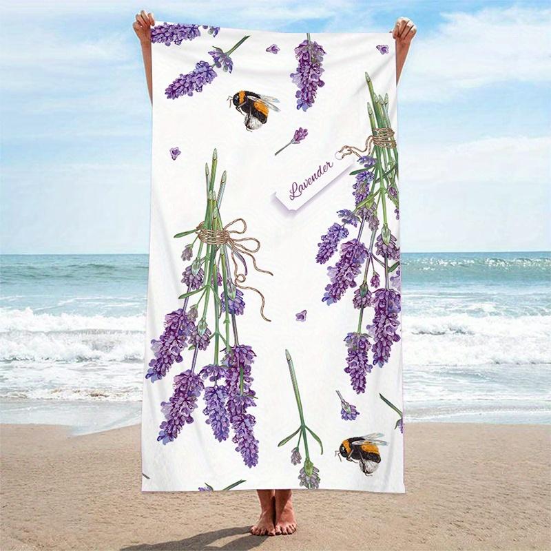 

Beach Towel Lavender Pattern Sun Protection Windproof Suitable For Swimming Pool Camping Travel Blanket W40*H60(CM)