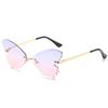 Women's personalized rimless sunglasses, European and American fashion butterfly glasses street show sunglasses rimless women