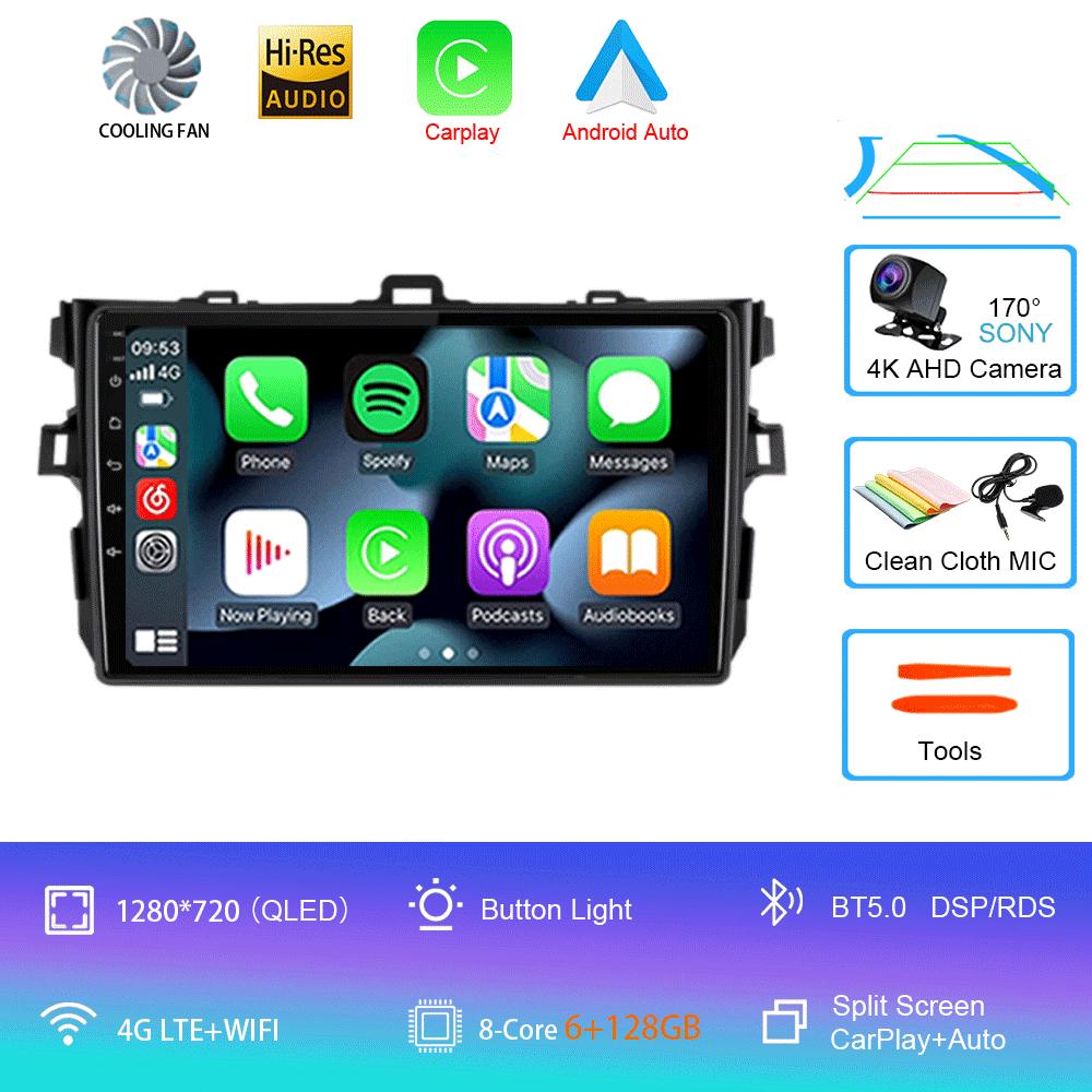Car Radio Android 14 Carplay 2din For Toyota Corolla E140/150 2007 - 2013 4G GPS Multimedia Video Player Stereo WIFI+4G