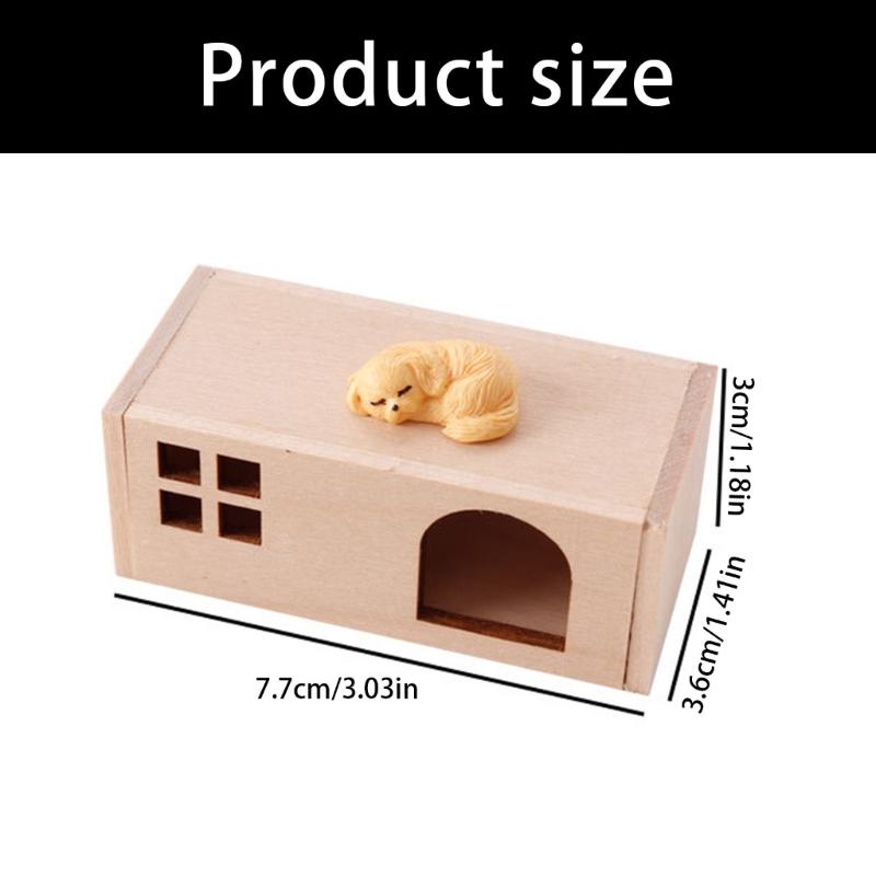 Dog Chamber Model Pet Dog House Dollhouses Pet 1:12 Scale Realistic Playset Door Pet Dog House Model Creative Fun