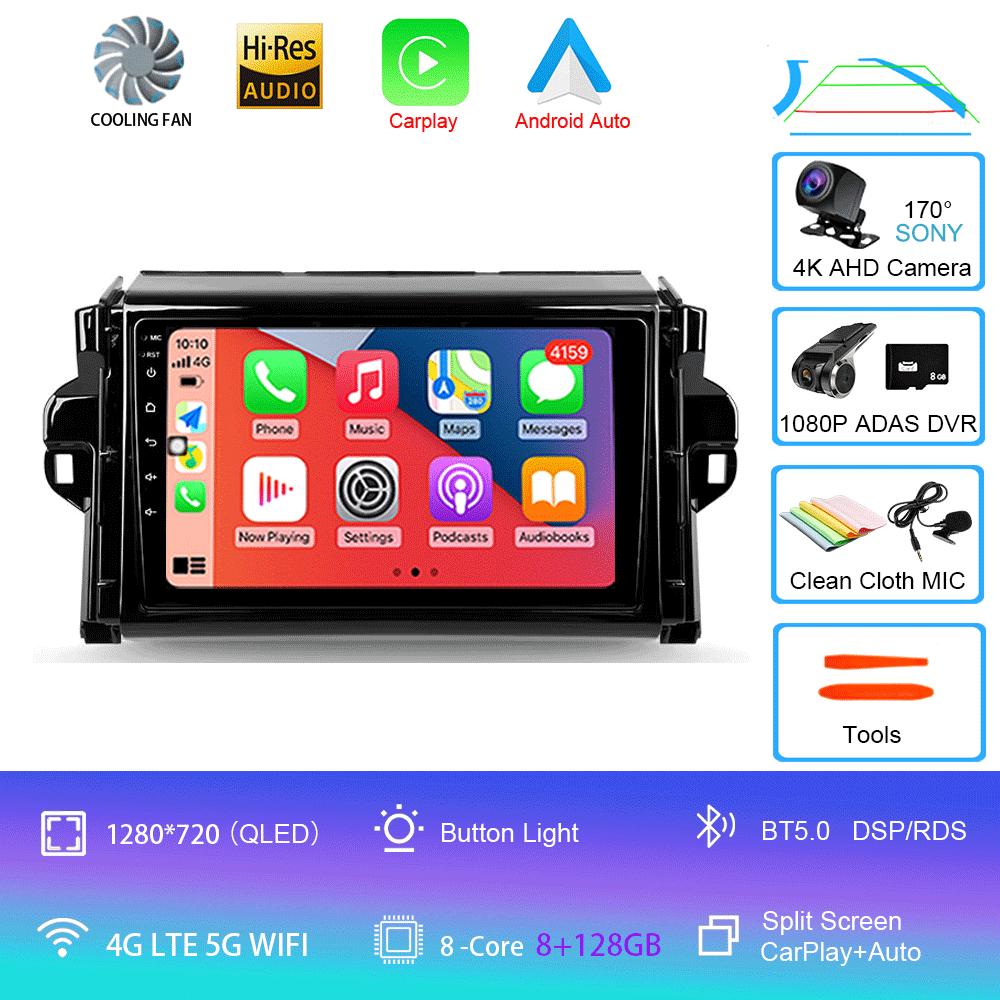 Car Radio Android 14 For Toyota Fortuner 2 2015 2016 2017 2018 2019 2020 Stereo Multimedia Navigation GPS Carplay 2 Din Headunit