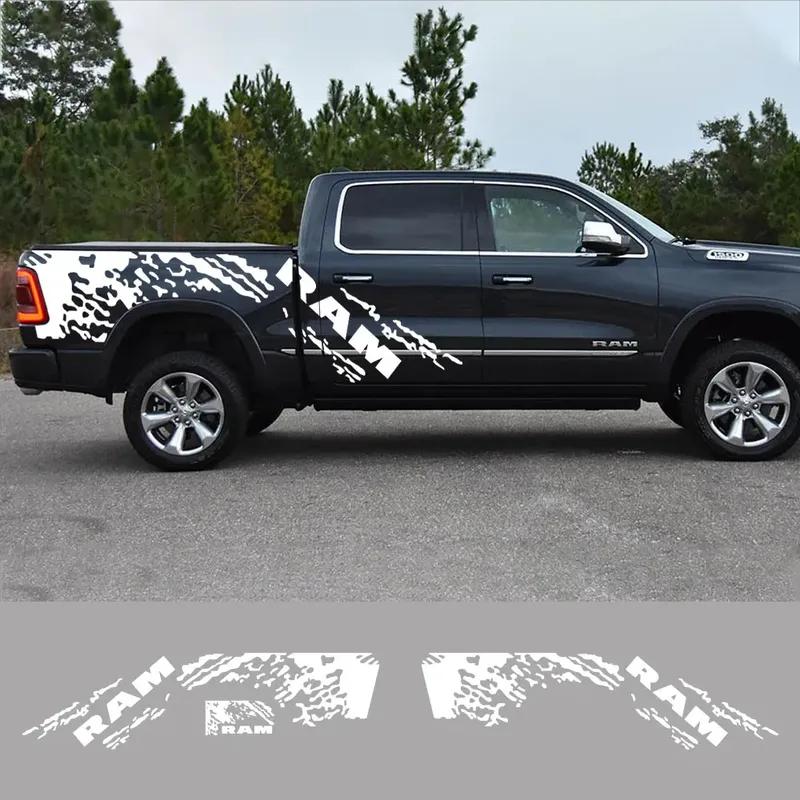 Pickup Body Side Stickers For Dodge RAM 1500 Rebel Truck Graphics Splash Grunge Decor Decal Trunk Vinyl Cover Auto Accessories