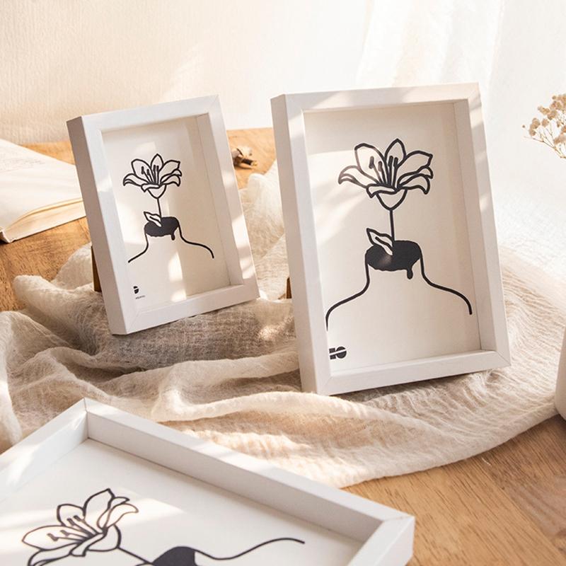 5/6/7/8inch Wooden Photo Frame Solid Picture Frame Vintage Wood Frame Display Stand Desk Accessorie Desktop Ornament Room Decor